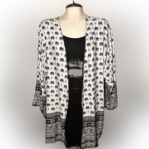 Elephant Print Kimono Cardigan